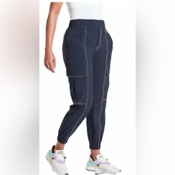 Athleta Chelsea Utility Jogger in Navy White Stitching Size 6 Tall Navy Athletic - Picture 2 of 7